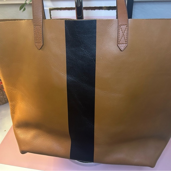 Madewell Tan and Black Leather Tote - Picture 2 of 6